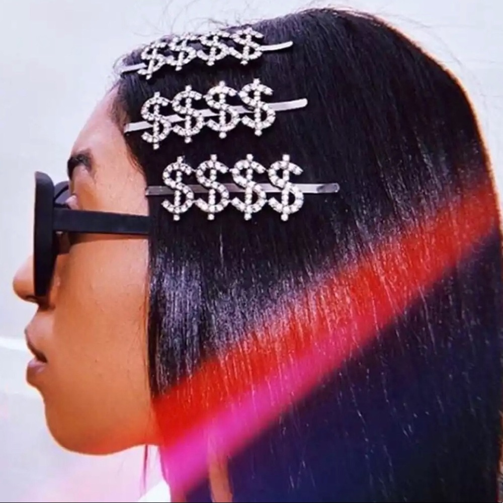 Blinged Out Money Dollar Sign Rhinestone Hair Clip